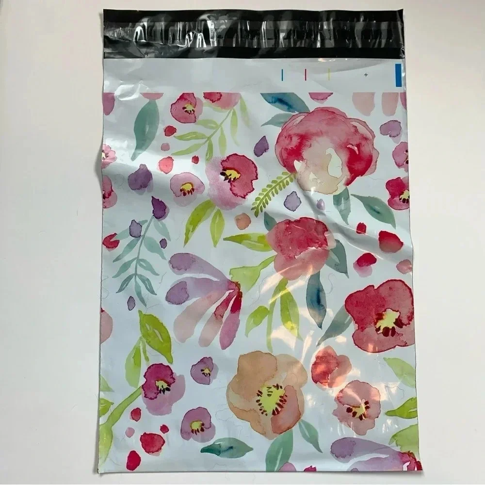 60 poly bag mailers shipping floral thank you variety print self seal 10x13”